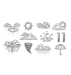 Sketch Weather Icons Hand Drawn Rain Storm And