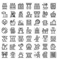 Bartender Icons Set Outline Style