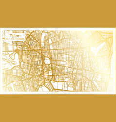 Tehran Iran City Map In Retro Style In Golden