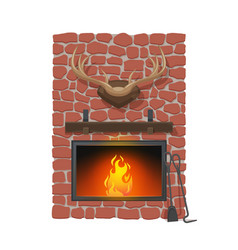 Fireplace And Hunting Trophy Cartoon Fire Place