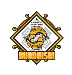 Buddhism Icon Koi Carp Fish Dharma Wheel Knot