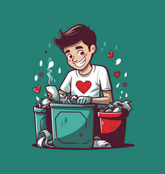 A Man Throwing Heart In Trash Can