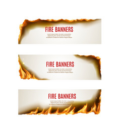 Burning Paper With Fire Flames Banners