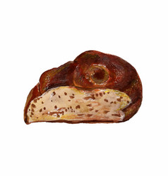 Half A Sweet Cinnamon Bun On White Background