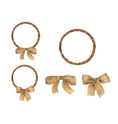 Set Brown Rope Frame With Burlap Bow