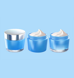 3d Blue Cosmetic Jar Mockup Set