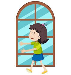 A Girl Standing In Front Of Window