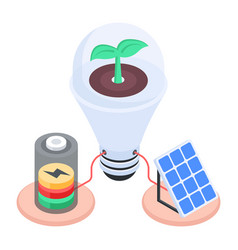 Get Isometric Icon Depicting Sustainable Power Sou