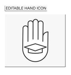 Hand With Academic Cap Line Icon