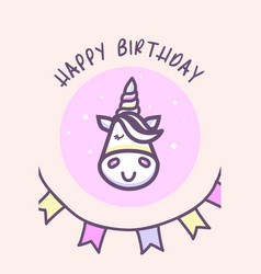 Funny Happy Birthday Postcard With Unicorn