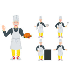 Set Of Cartoon Old Chef Man