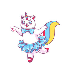 Cute Cartoon Capricorn Dancing Funny Cat Unicorn