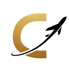 Gold And Black Uppercase Letter C Icon