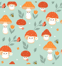 Seamless Pattern With Cute Fly Agarics