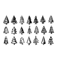 Christmas Tree Set Hand Drawn