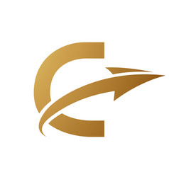 Gold Uppercase Letter C Icon With An Arrow