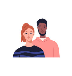 Couple Portrait Biracial Man And Woman Faces