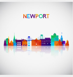 Newport Skyline Silhouette In Colorful Geometric