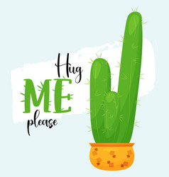 Cactus In Pot Big Prickly Green Hug Me Please