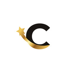 Initial Letter C Golden Star Logo Icon Symbol