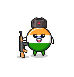 Cute India Flag Cartoon As Russian Army