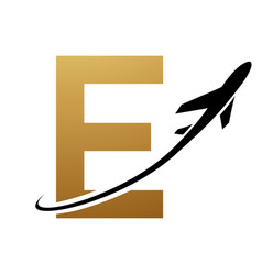 Gold And Black Uppercase Letter E Icon