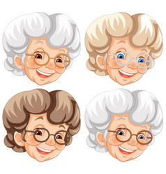 Four Cheerful Elderly Women With Glasses Smiling