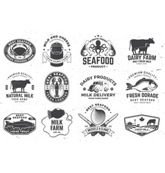 Fresh Seafood And Rustic Milk Badge Logo