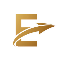 Gold Uppercase Letter E Icon With An Arrow