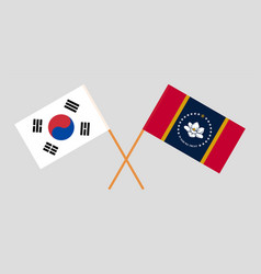 Crossed Flags Of South Korea And The State Of