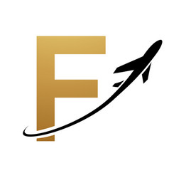 Gold And Black Uppercase Letter F Icon