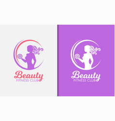 Beauty Fitness Club Logo Design Women Silhouette