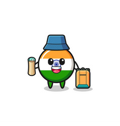 India Flag Mascot Character As Hiker