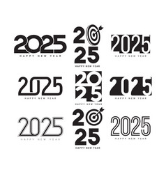 Set Of Happy New Year 2025 Symbols