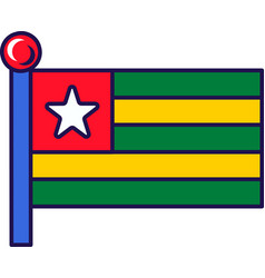 Togolese Republic National Flag On Flagpole