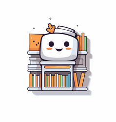 Cute Bookshelf With Book Cartoon Character