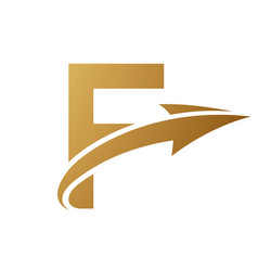 Gold Uppercase Letter F Icon With An Arrow