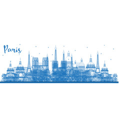 Outline Paris France City Skyline With Blue