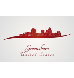 Greensboro Skyline In Red