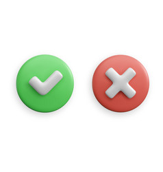 Realistic Check Mark Button And Cancel Icon Done