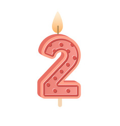 2 Number-shaped Birthday Candle For Second Year