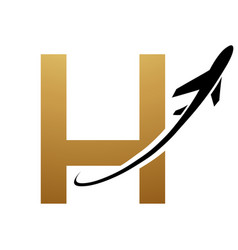 Gold And Black Uppercase Letter H Icon