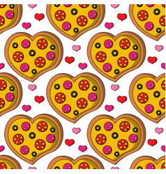 Seamless Pattern With Pizza In The Shape Of A