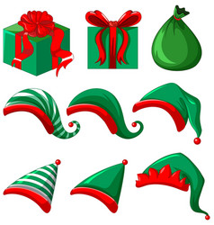 Set Of Elf Hats And Gift Boxes