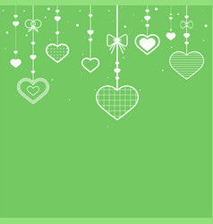 Dangling Hearts Green Background