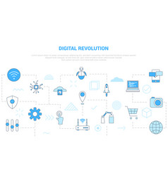 Digital Revolution Concept With Icon Set Template