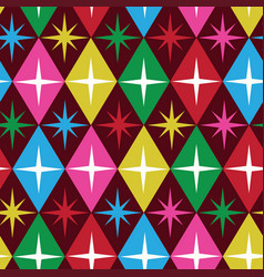 Mid Century Starbursts On Diamond Seamless Pattern