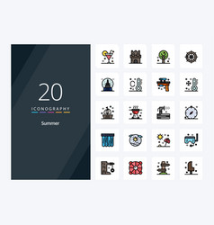 20 Summer Line Filled Icon For Presentation