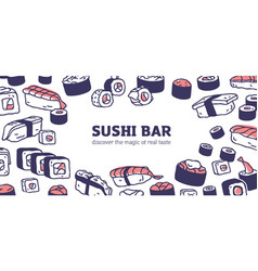 Asian Food Banner Design Sushi Rolls Japanese