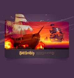 Battleship Cartoon Web Banner Pirate Ship Battle